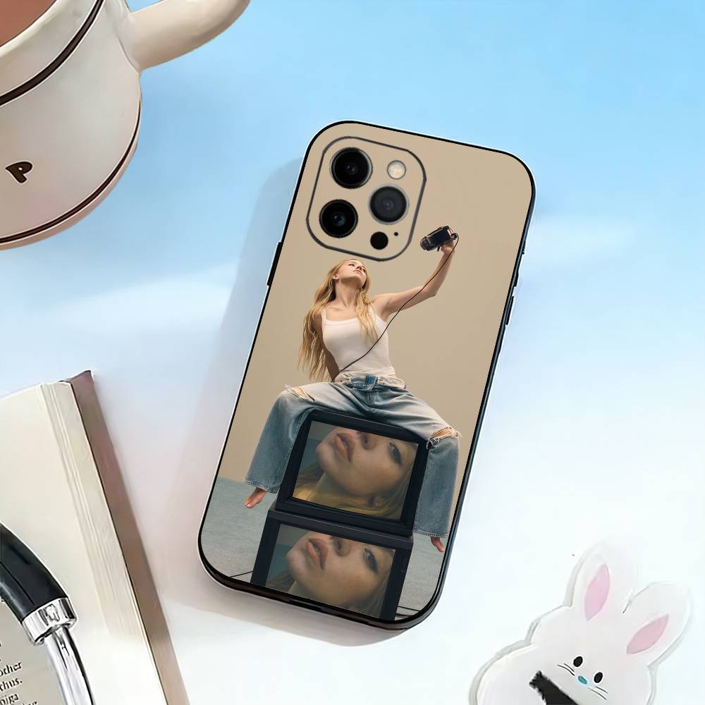 Чехол для телефона S-Sydney S-Sweeney для iPhone 17,16,15,14,13,12,11 Plus,Pro Max,XS, Мягкий силиконовый черный чехол