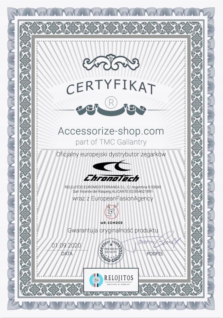 Zegarek CHRONOTECH CT7896S-12MGS. Kwarcowy, Kolor czarny. Kobieta.