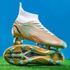 Футбольные бутсы с высоким верхом, мужские и женские кроссовки с шипами, настоящие длинные шипы, нескользящие, профессиональные футбольные бутсы для взрослых для искусственной травы