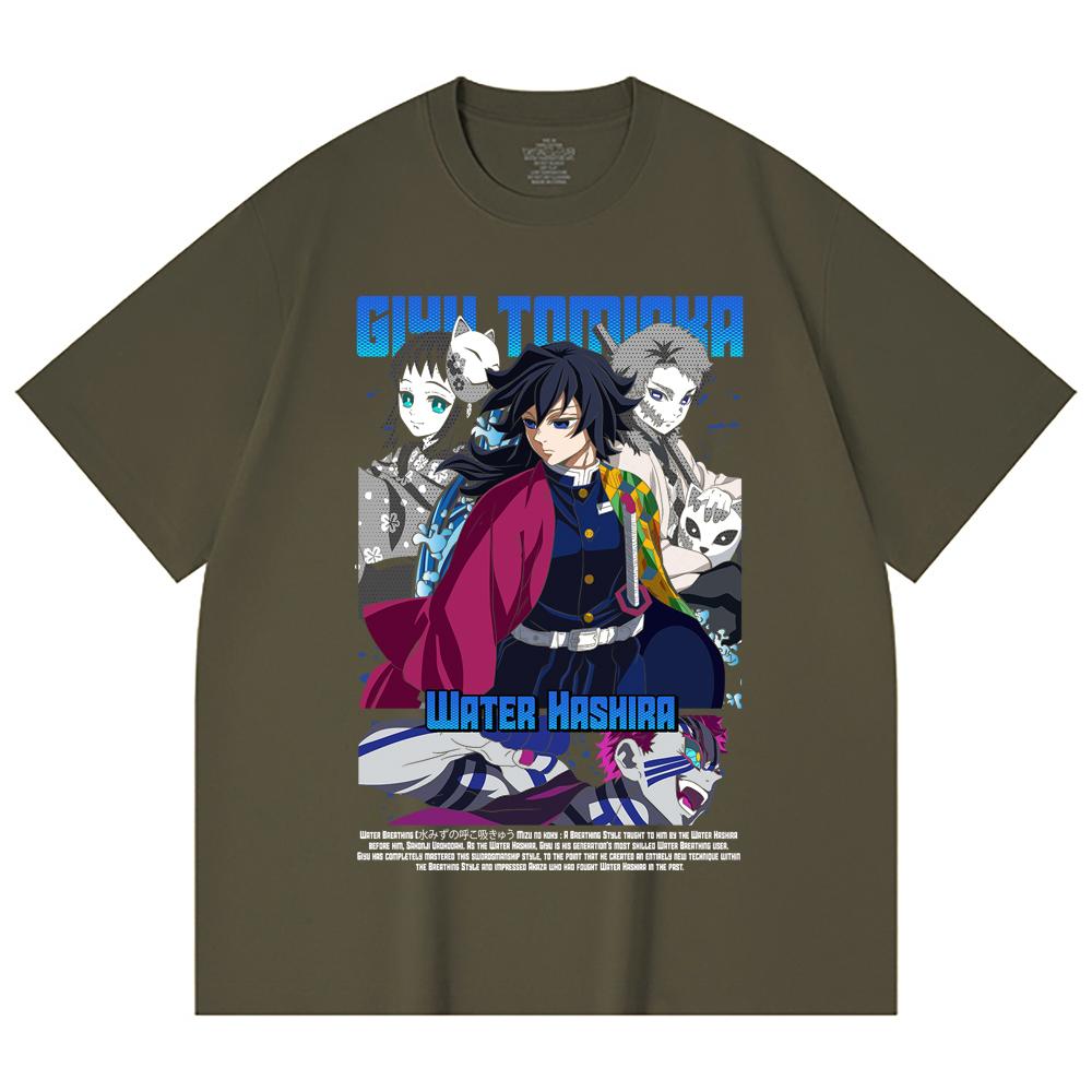 230 Gsm 100% Cotton Demon Slayer V20 Tomioka Print Unisex Heavy Cotton T Shirt
