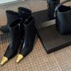New Metal Small Square Toe Stiletto Heel Heel Short Shoes Are Versatile and Comfortable for Women with Side Zipper Booties
