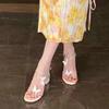2024 New Butterfly Crystal Sandals Thick Heel Strap Round Toe Buckle Sandals Sexy Party Shoes Summer Ladies Elegant Sandals