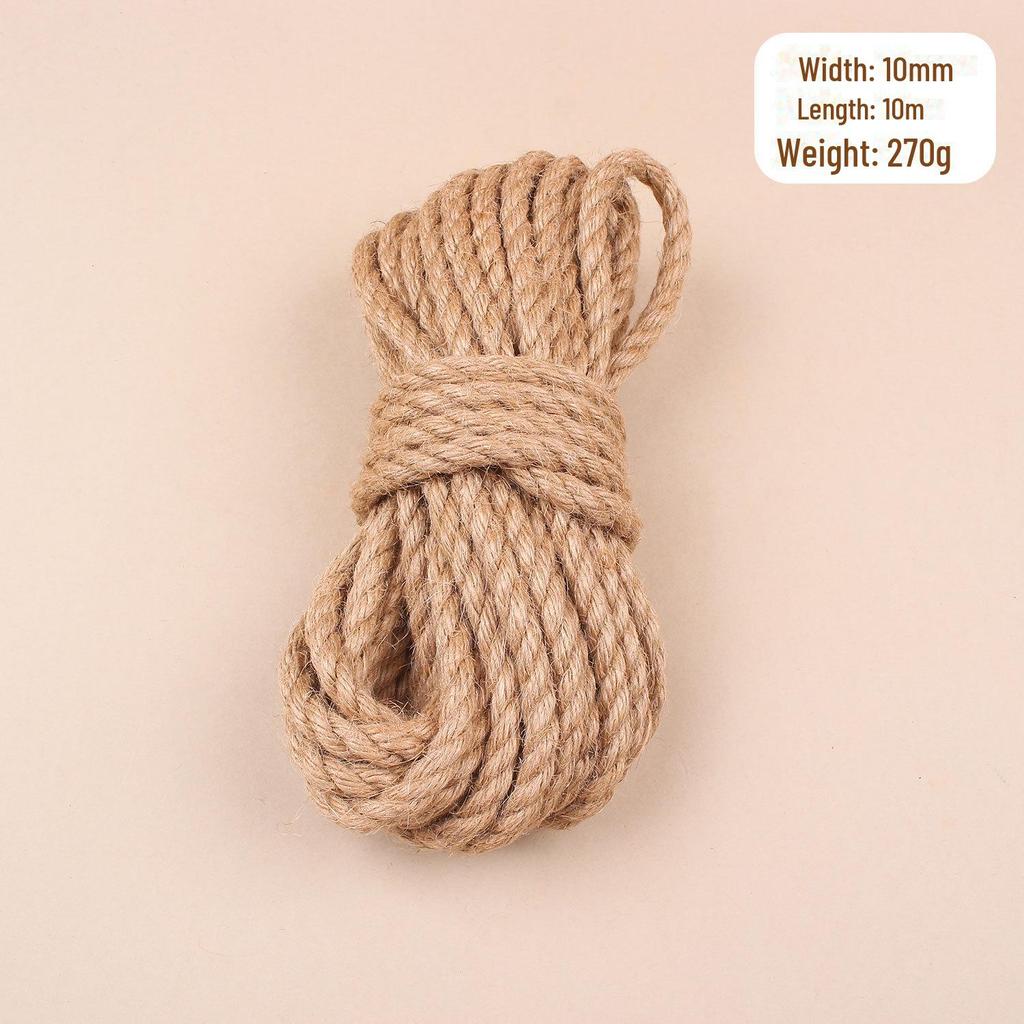 Thick Natural Hemp Rope for DIY, Decorative Binding, Gift Packaging & Cat Climbing