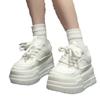 White Sneakers Women's Spring and Autumn Muffin Thick-soled White Shoes Round Head Lace-up Breadboard Shoes Heightening Casual Shoes Children