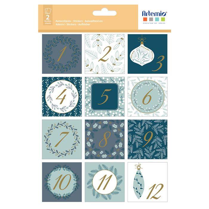 Advent Calendar Stickers - Artemio - Splendid Christmas - 5 X 5 Cm - 24 Pcs - Party Decoration