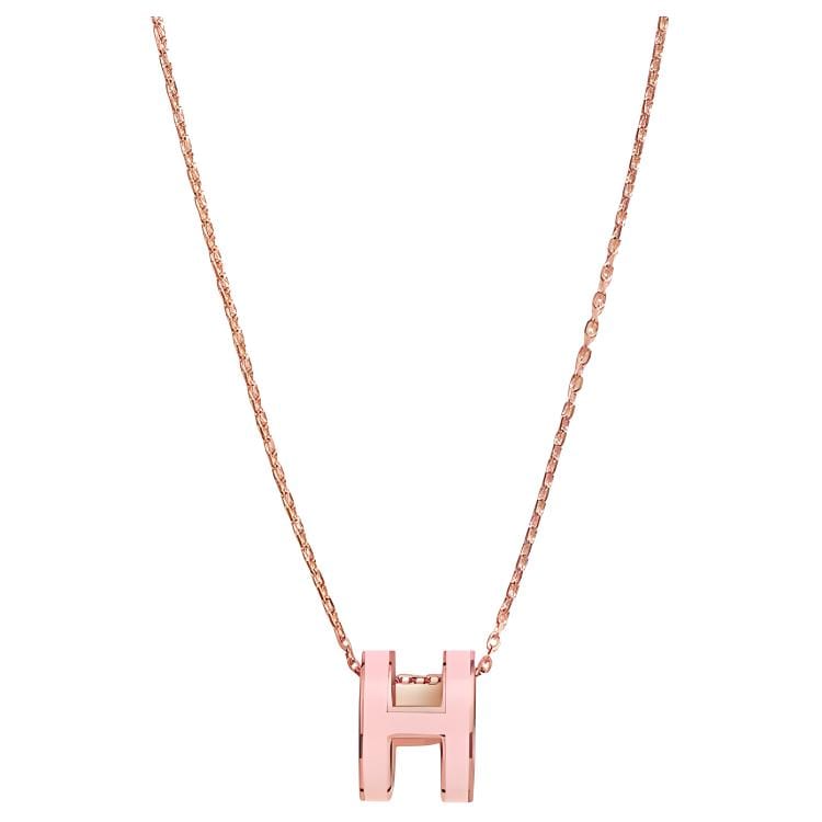 Hermes POP H Эмалированный Сплав Ожерелья Женская Цепочка Розовое Золото H147991FO85