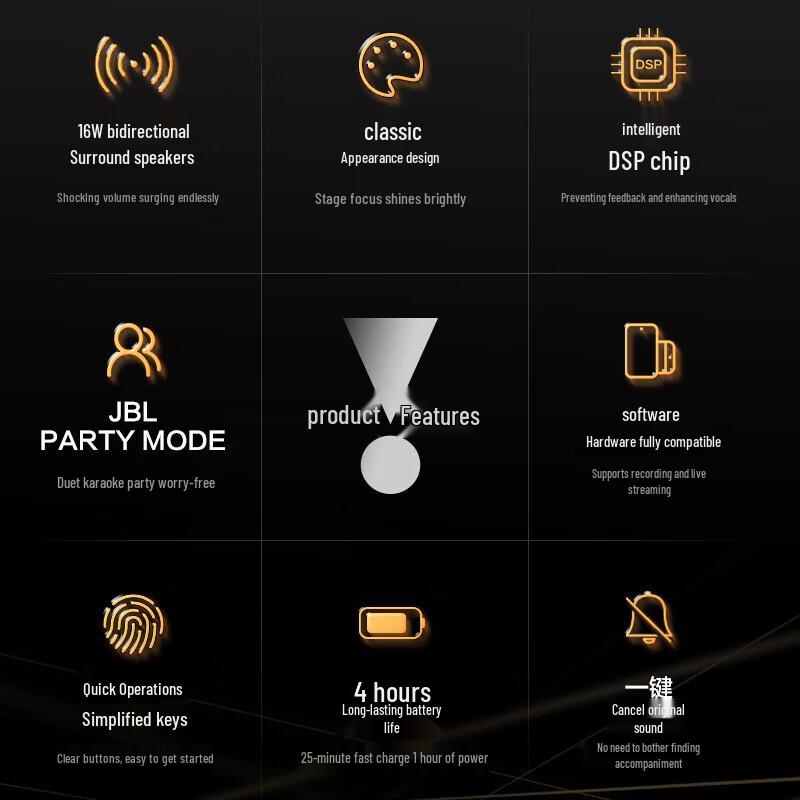 JBL KMC650 Wireless Karaoke Microphone with Integrated Speaker