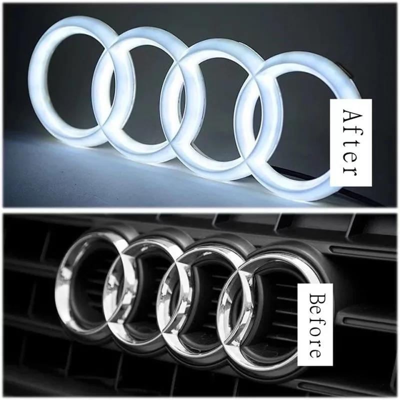 2026 1pcs Front Grill emblem Light For hot A3 A4 A5 A6 A7 A8 S3 S4 S5 S6 S7 Q3 Q5 Q7 4D Sticker LED Lamp Car Front Logo Light