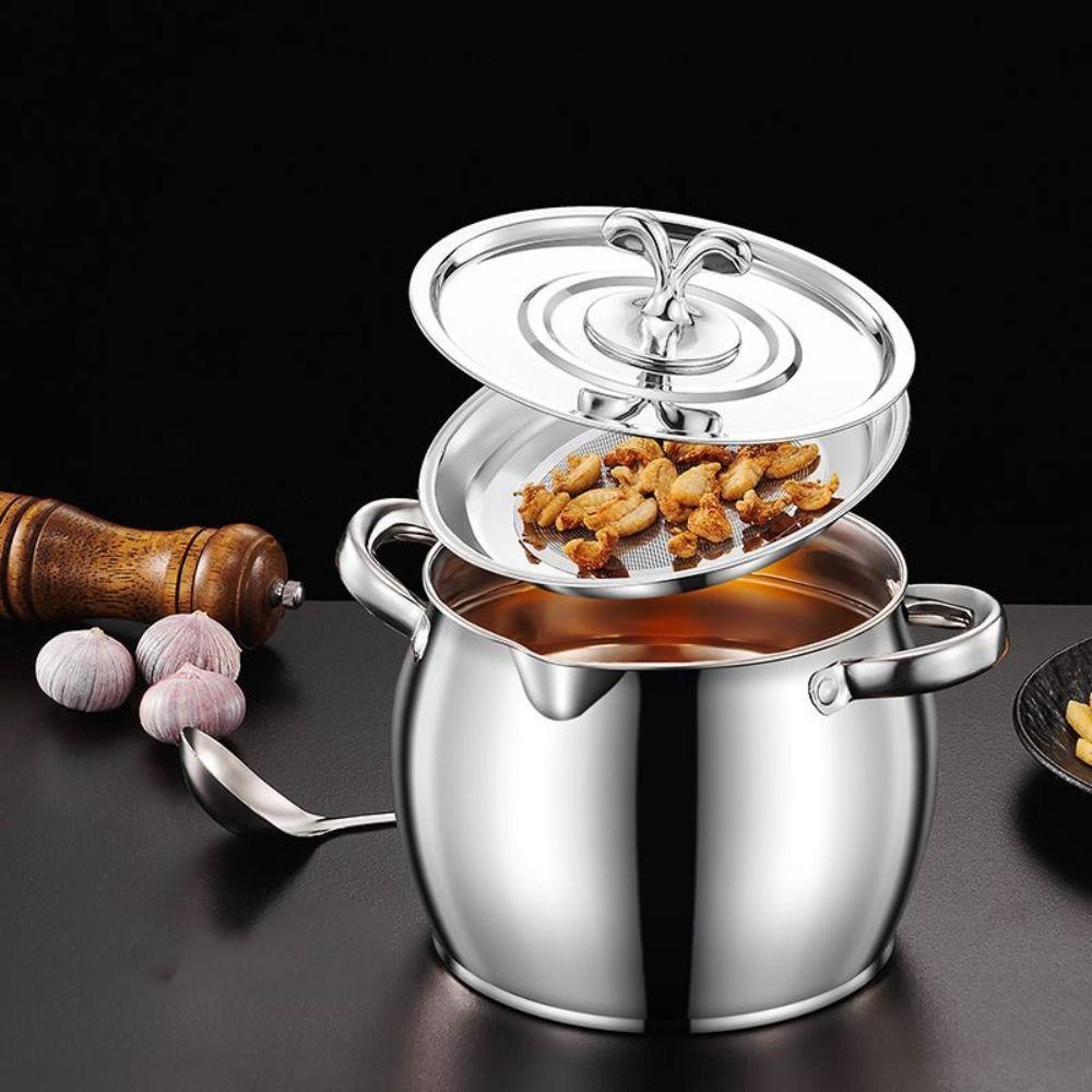 Двуручный горшок для масла с ручками, из нержавеющей стали, для хранения смальца, банка для хранения смальца, для жареных продуктов