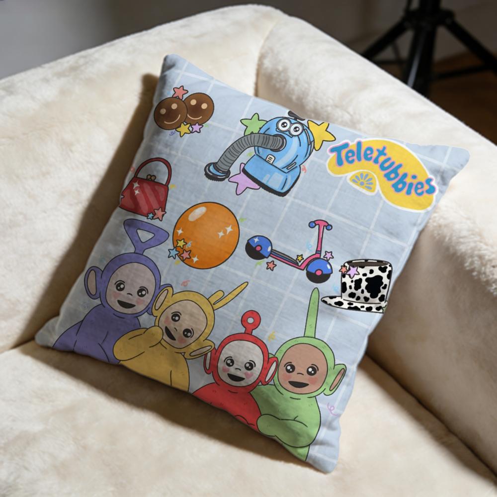 Popular TTeletubbiesed Cushion Cover Soft Decorative Pillow Case Suitable for Bedroom Sofa Car Travel Use