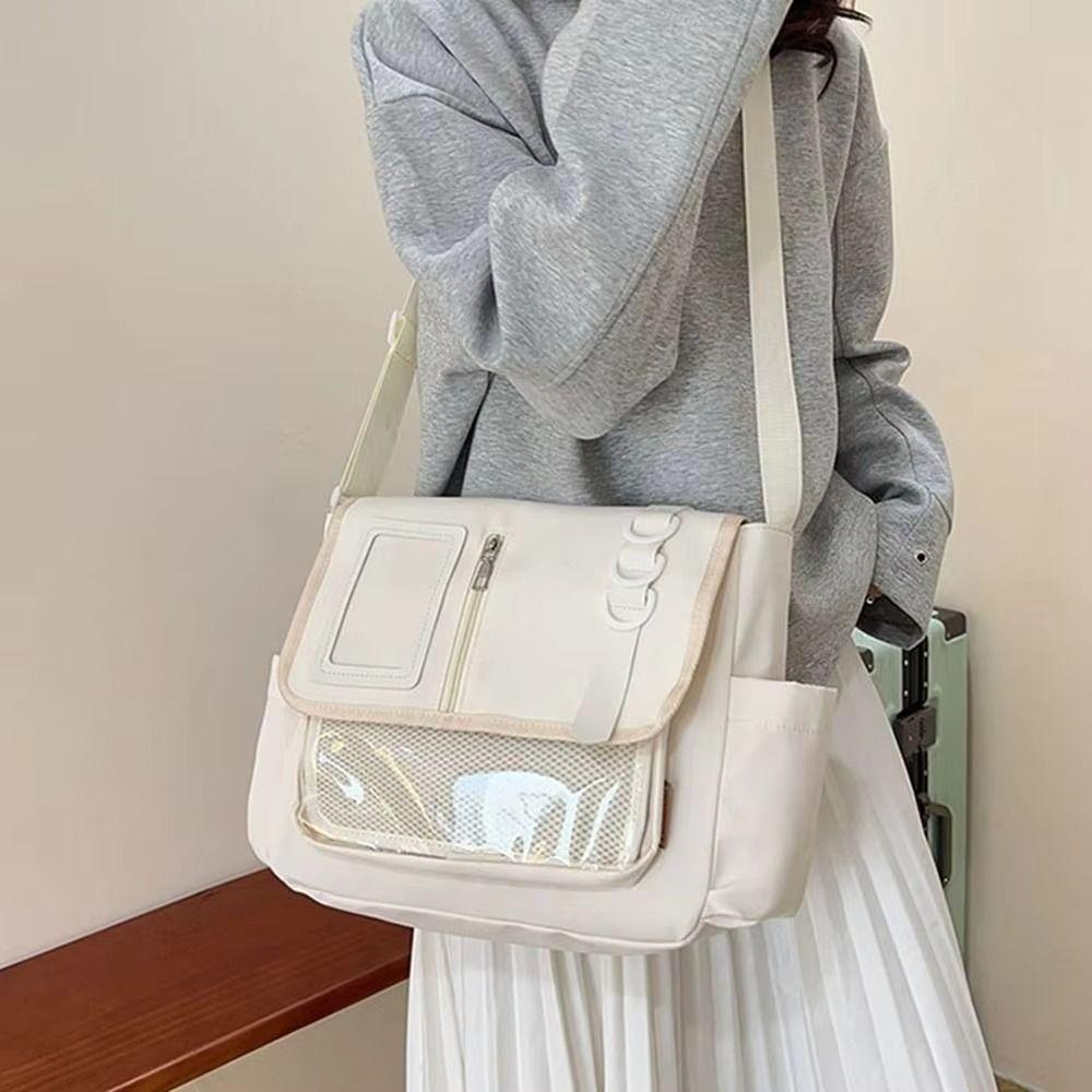 Japanese Transparent Itabag Badges Display Plate Crossbody Bag Casual Harajuku School Bag DIY