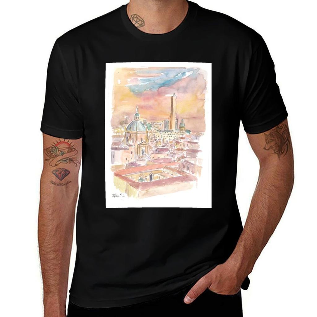 Bologna Italy Cityview With Old Town At Sunset Tshirt T Shirts Cotton 100 Unisex T Shirt Cotton 100 Tshirt