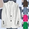 Women Suit Coat Single Button Solid Color Straight Anti-wrinkle Long Sleeve Formal Business OL Commute Style Lady Office Coat Spring Fall Jacket