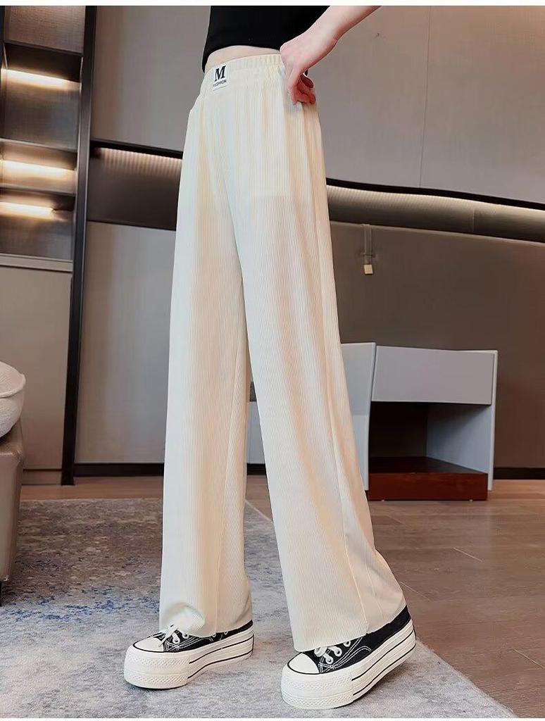 2024 Летние брюки прямого кроя из ледяного шелка для девочек - Тонкие, свободные, дизайн для длинных ног для подростков