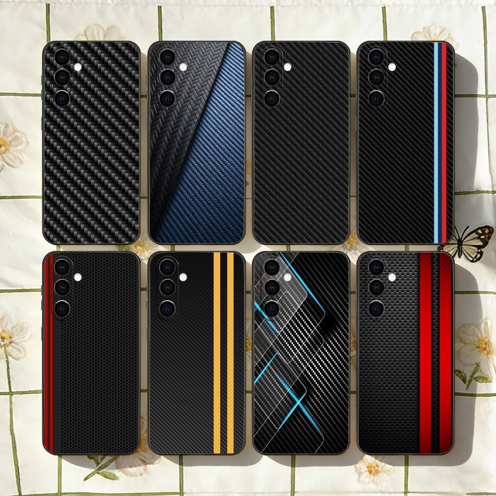 Автомобильный чехол из углеродного волокна для телефона Samsung Galaxy A73, A72, A71, A70, A53, A52, A51, Мягкий силиконовый черный чехол