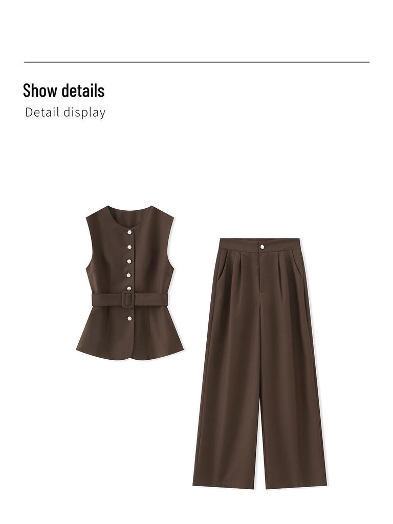 Элегантный комплект из жилета с серебряной пряжкой и широких брюк-коммьютер для женщин - Осенняя коллекция