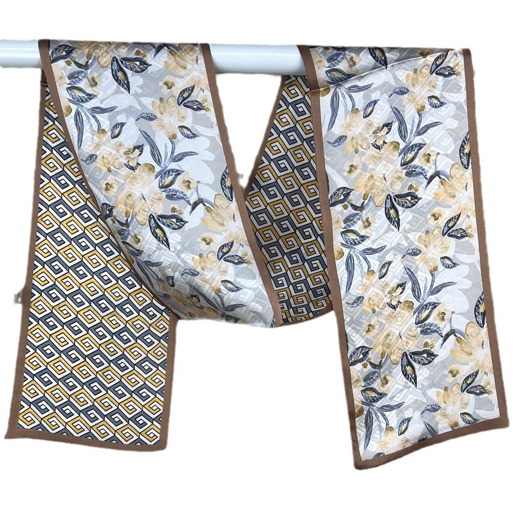 Шарф из 100% шелка тутового дерева, Длинный женский универсальный темперамент, Двусторонний завязанный как сумка, Ремень, Шарф, Шарф как у звезды того же стиля