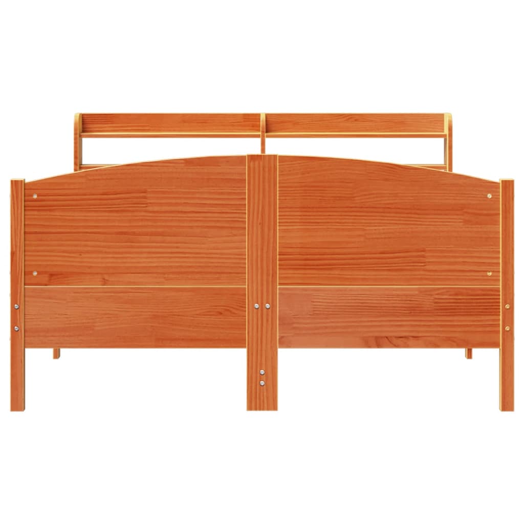 Solid Wood Bed without Mattress Wax Brown 135 x 190 cm Pine Wood