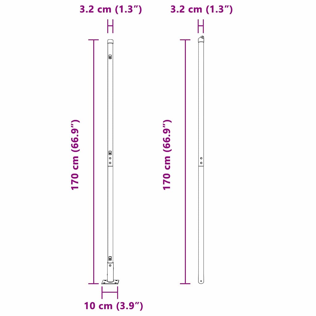 Fence Posts for Concrete Installation 7 Pieces Silver
