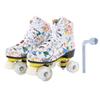 Double Row 4 Wheel Roller Skates White Graffiti Roller Skates Skating Shoes for Kids Adults Size 38