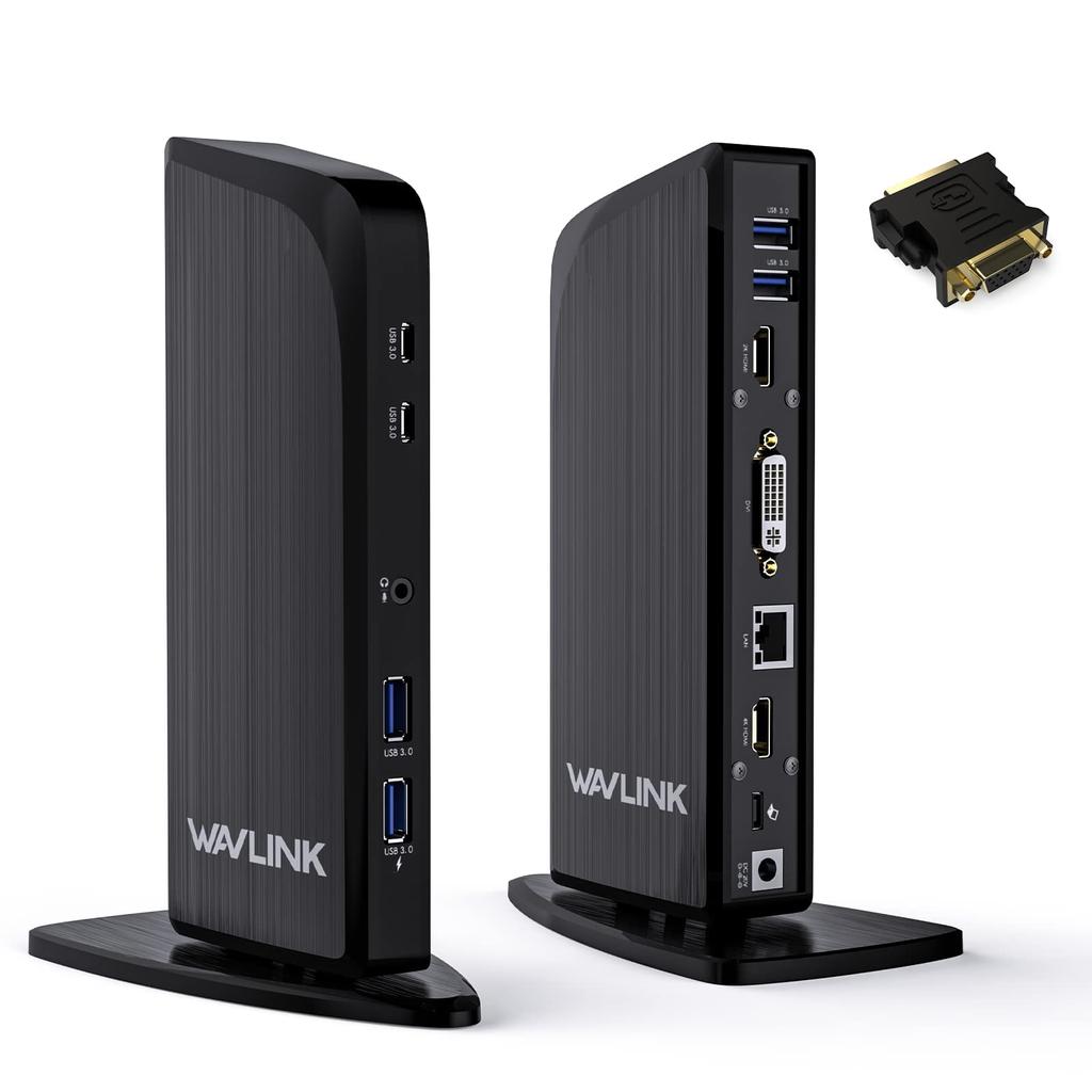WAVLINK USB C Docking Display with 100W Charging for DVI Port OS Compatible 13-In-1 Dock/Universal Station/Triple Dock/Compatible PC/1 4K HDMI/1 2K