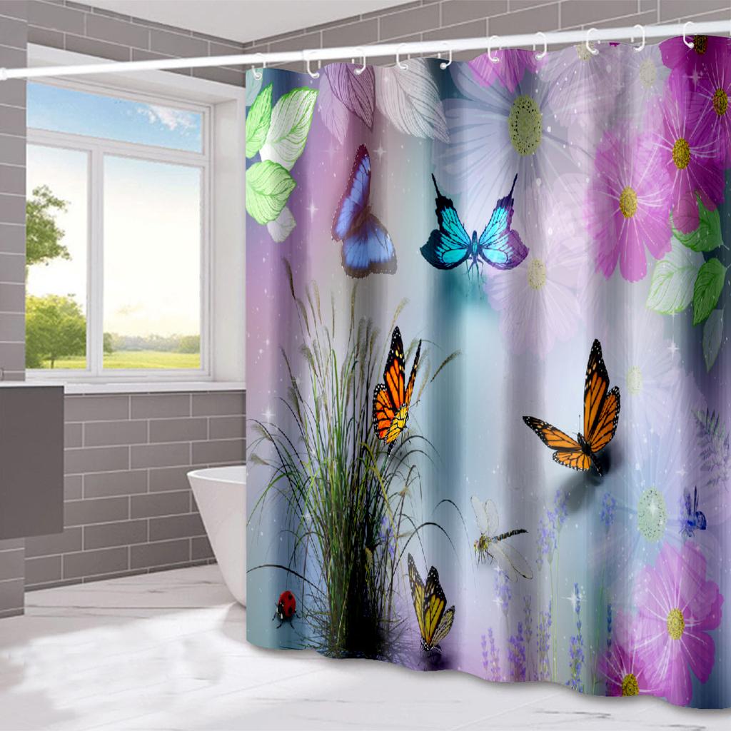 JINRUN Bathroom Thickened Waterproof Curtain Mildew Proof Shower Curtain Shower Partition Curtain Shower Curtain Bathroom Curtain Free Perforation
