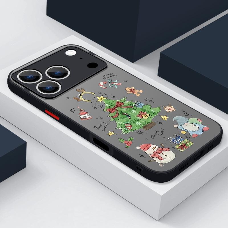Christmas New Year Print Case For iPhone 17 Air 16e 16 15 14 Pro Max 13 Shockproof Soft Edge Hard PC Matte Phone Cover