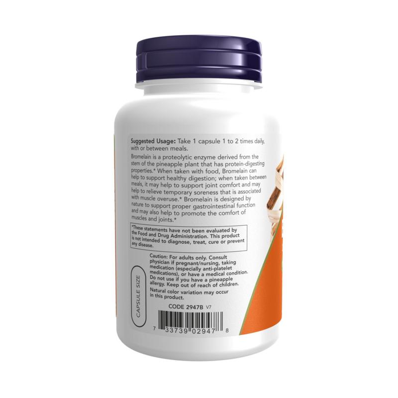 Now Foods Бромелайн 2400ЕД/г-500мг растительные капсулы, 120 таблеток, 1 шт.