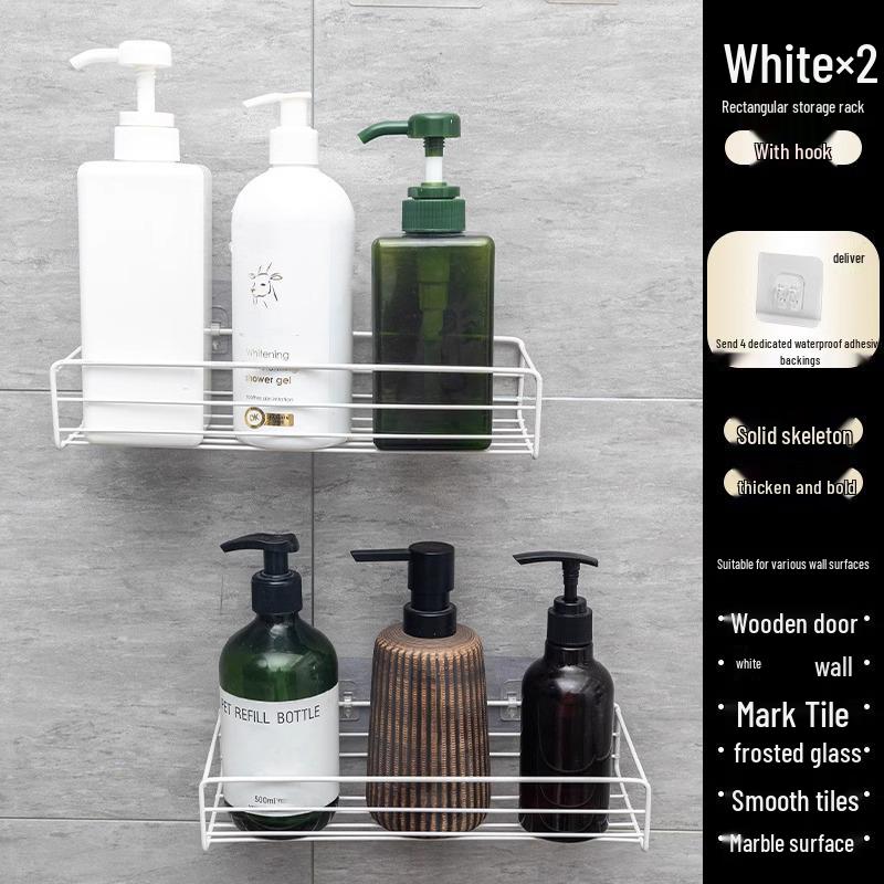 Угловая полка для хранения в ванной без сверления - Настенная стойка-органайзер для туалетных принадлежностей