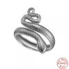 Snake Rings For Women Men Punk Hip-Hop Open Adjustable 925 Sterling Silver Aesthetic Silver Color Ring Fine