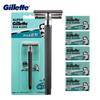 Бритва Gilltte Super Blue, лезвия для бритья из нержавеющей стали для мужчин, уход за волосами на лице, опасная бритва, 1 держатель для бритвы, 1 лезвие + 5 лезвий