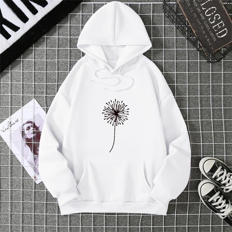 Dandelion Print Multicolored Tops Hoodie Korean Harajuku Aesthetic Hoodies Goth Women Autumn Winter Pullover Sweatshirt
