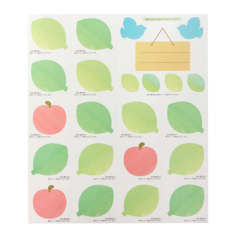 Midori Colored Paper with Colored Leaf Pattern 33213006 Stickers, Paper, Translucent,