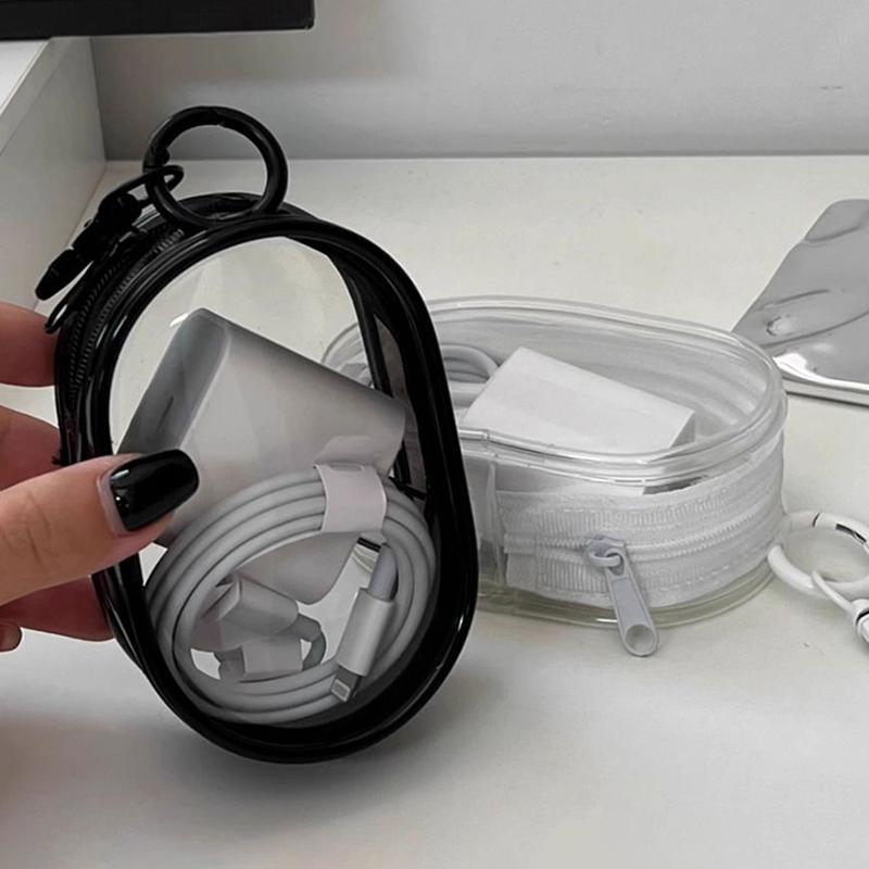 Прозрачная сумка для хранения, брелок для ключей, дорожный портативный кабель для передачи данных, наушники, многофункциональная петля для ключей, мини-сумка для кукол