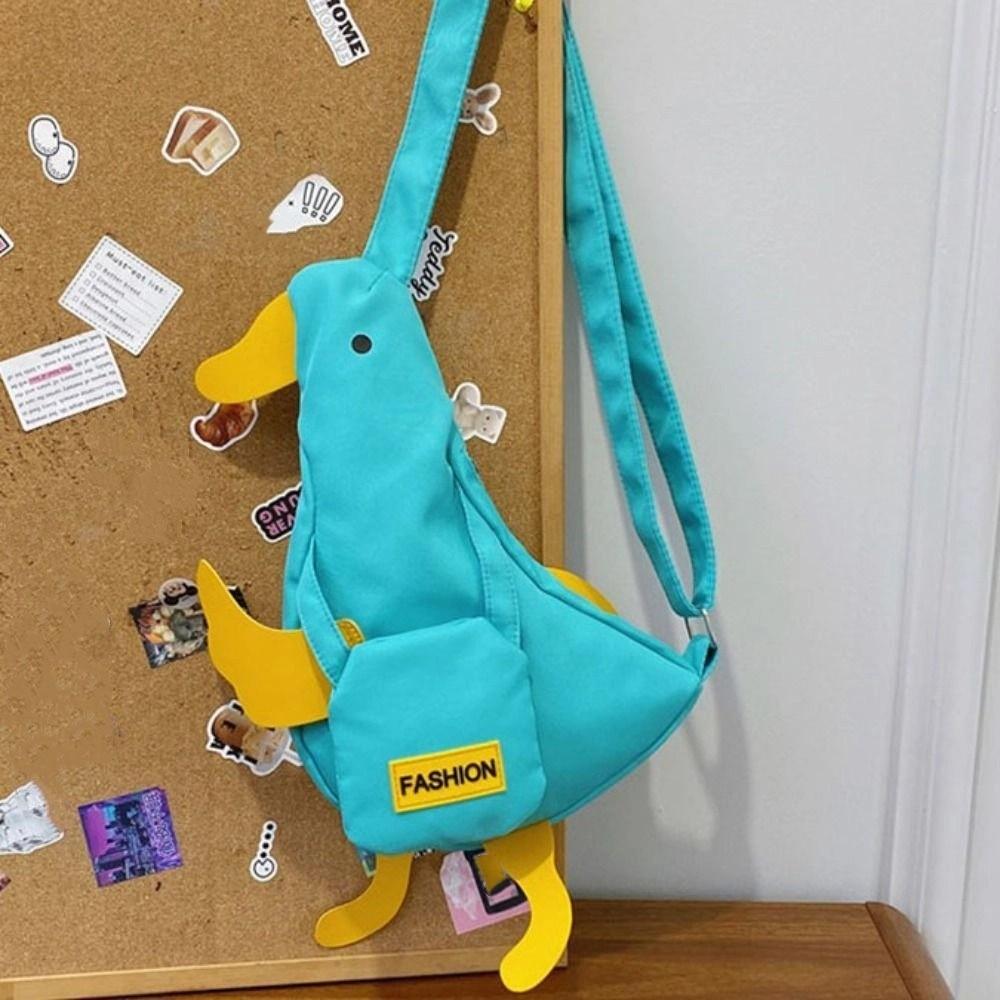 Korean Style Duck Shoulder Bag Canvas Cartoon Chest Bag Lovely Funny Duck Crossbody Bag  Travel