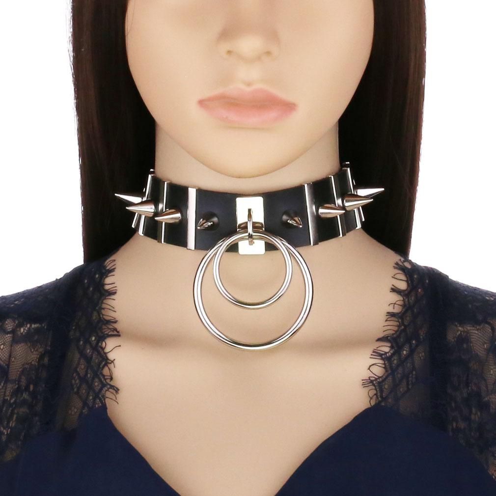 Big Spikes Choker Leather Collar Metal Punk Necklace For Women Men Emo Chocker Goth Jewelry Harajuku Accessories