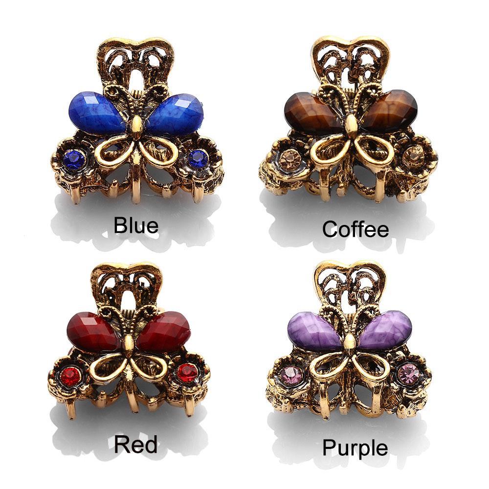 Ladies Gifts Retro Vintage Claw Jewelry Mini Butterfly Hair Clip Resin Hairpins