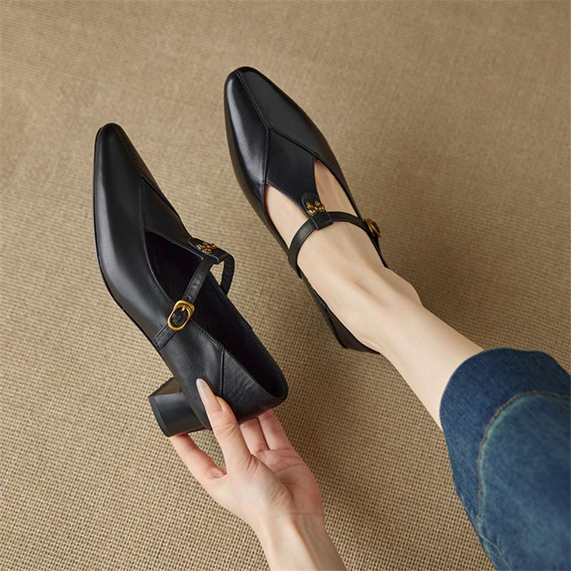 Модные Новые Весенние/Осенние Женские Туфли из Натуральной Кожи Туфли с Круглым Носком для Женщин Модные Туфли Мэри Джейн с Бантом Низкий Каблук Женские Лодочки