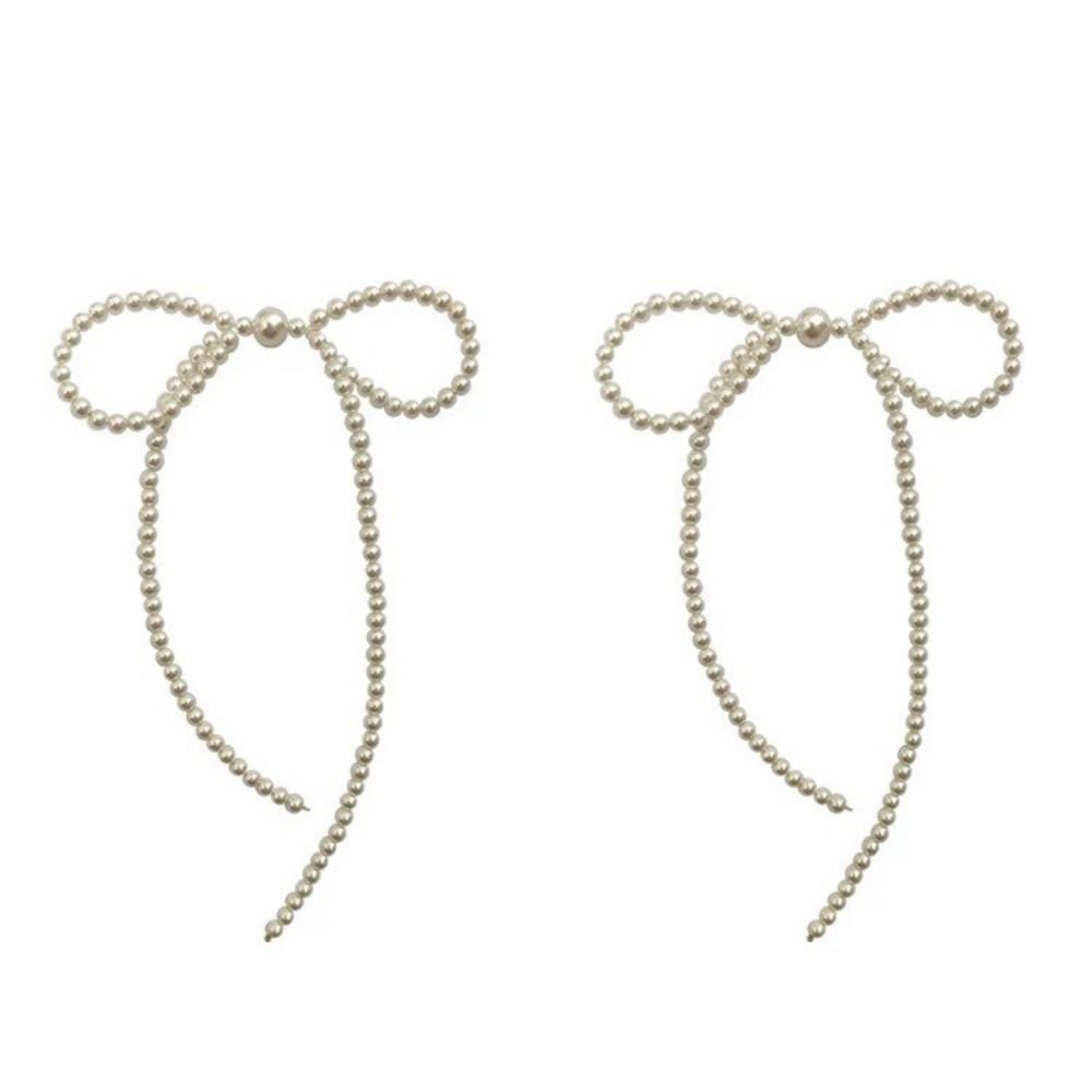 1Pairs Hollow Out Long Drop Earrings Bowknot Ear Stud Elegant Tassel Earrings