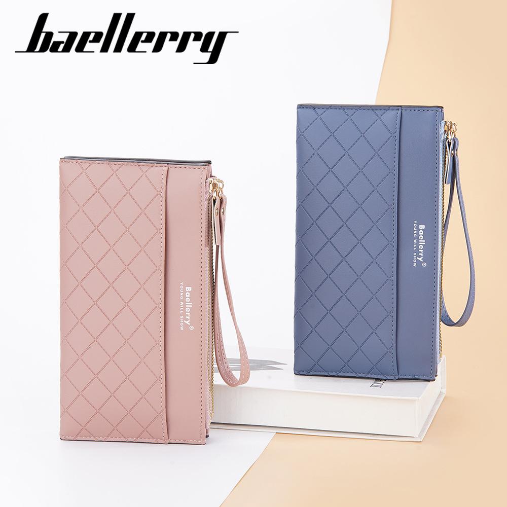 Baellerry Women's Long Purse Multifunctional Wallet Multi-card Slots Billfold Double Zipper Clutch Bag Pu Leather Cell Phone Bag