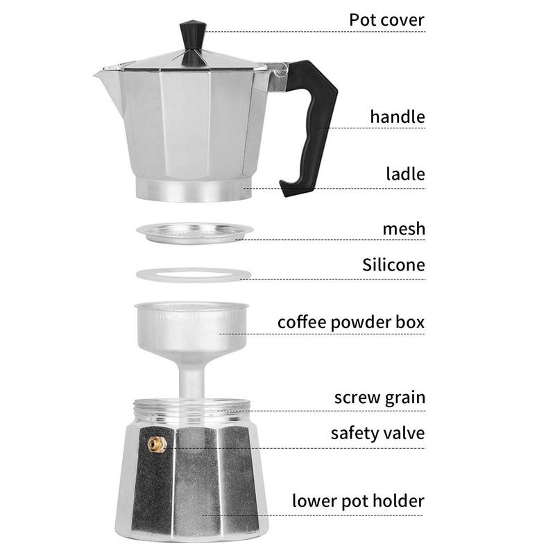 Italian Coffee Maker Moka Coffee Pot Italian Espresso Maker Easy To Operate Espresso Cup Moka Pot Makes Delicious Coffee