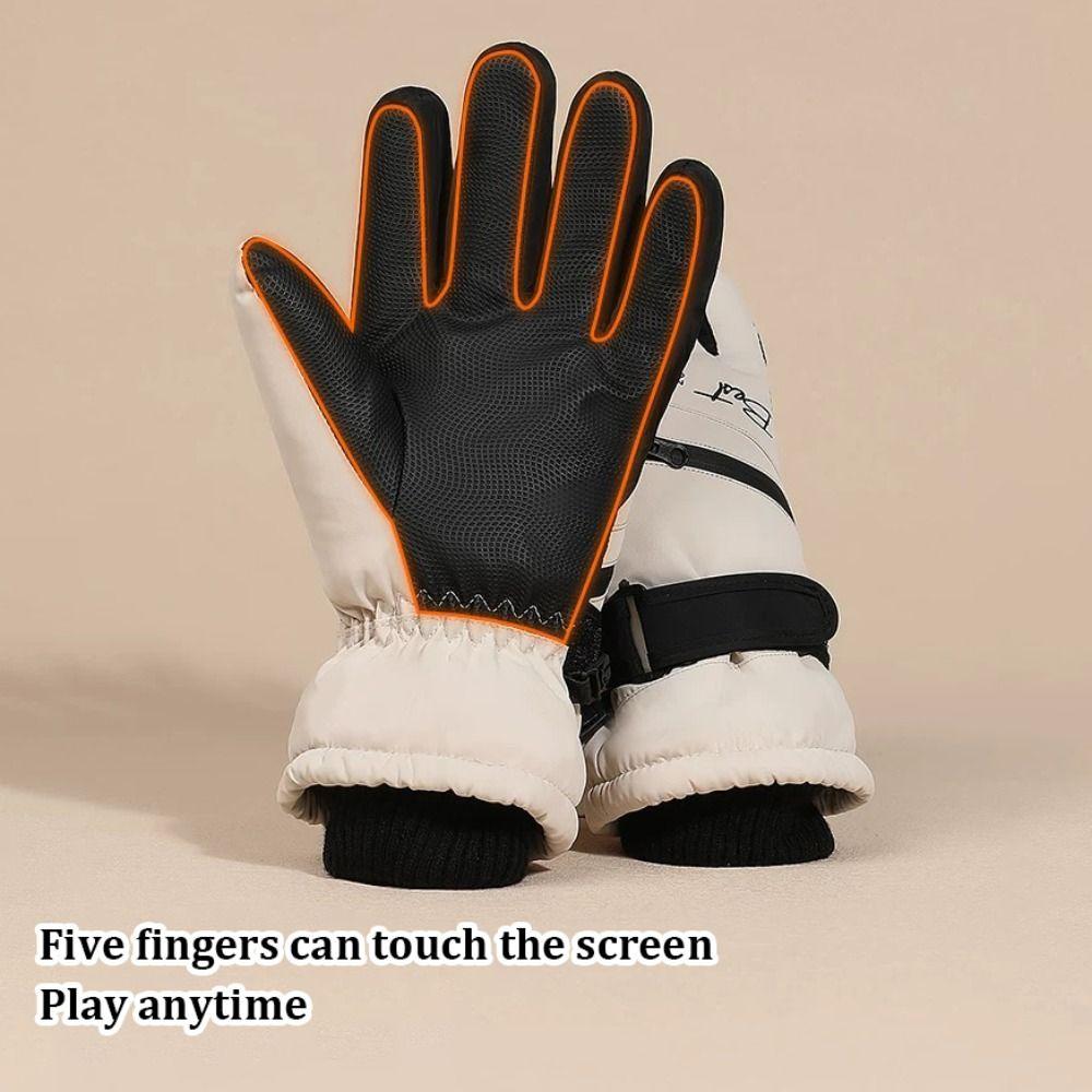 Windproof Plush Gloves Waterproof Snowboard Gloves Antislip Skiing Gloves for Men Winter