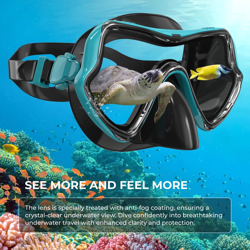 Набор для снорклинга G2RISE SN02 для взрослых включает маску для подводного плавания с сухим дайвингом и технологией комфортного дыхания – Трубка, Очки, Антизапотеватель,