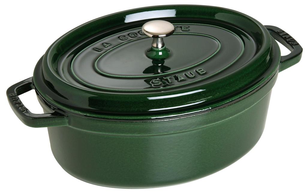Staub Cocotte Oval Basil Green Large Hand Cast Enamel Pot IH Compatible Japanese La Cocotte Oval "Pico 29cm" [Authorized Product] 40509-363