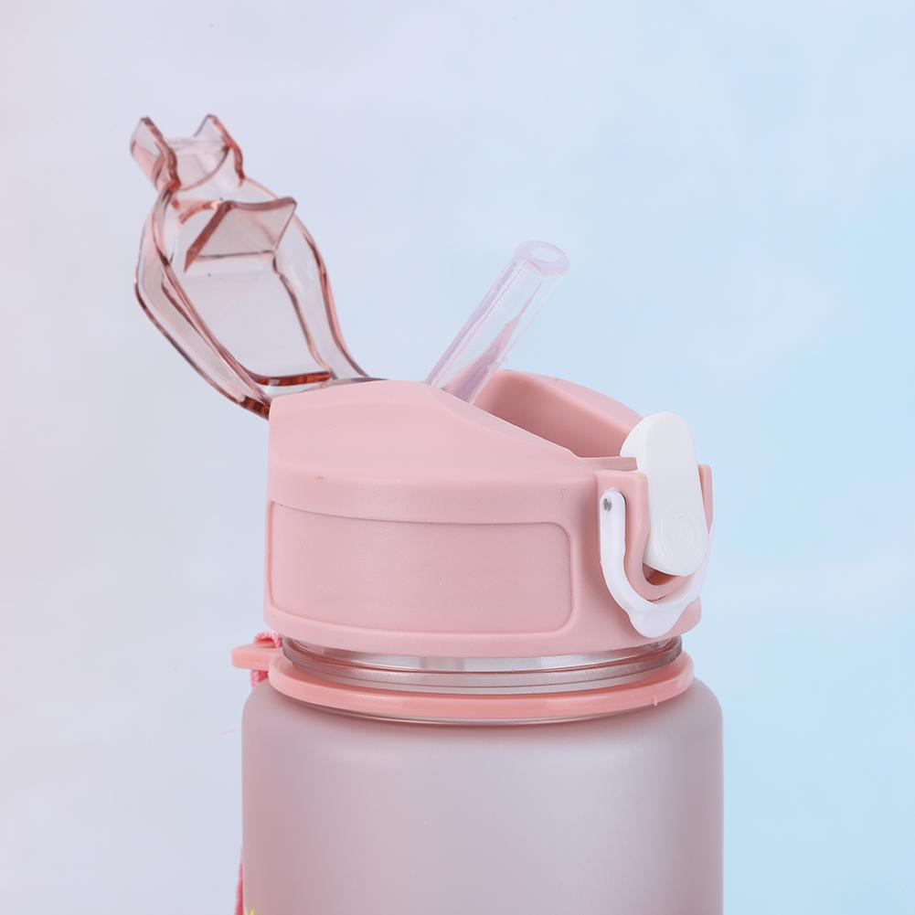Бутылка для воды Cartoon Space объемом 800 мл с трубочкой и ручкой для занятий спортом на открытом воздухе (розовый)