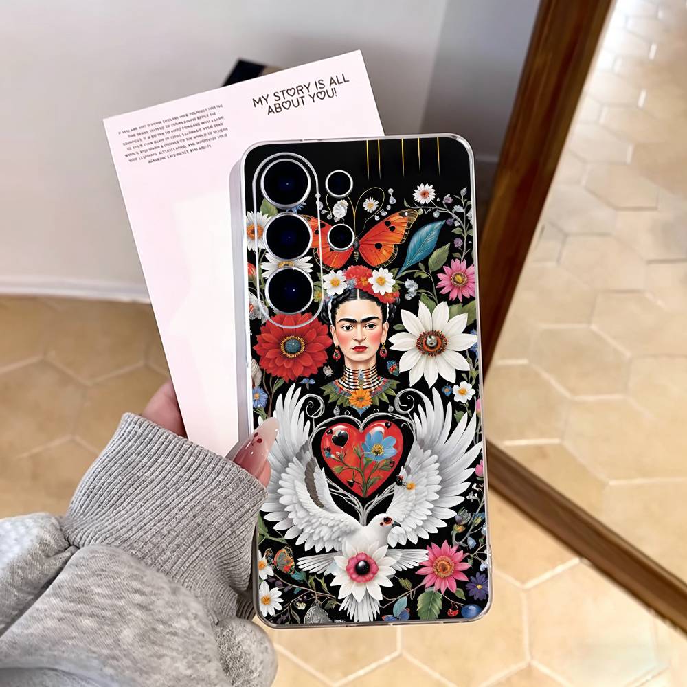 Арт F-Фриды К-Кало КРУТЫЙ Чехол для Телефона Для Samsung S25,S24,S21,S22,S23,S30,Ultra,S20,Plus,Fe,Note,10,9,5G Прозрачный Чехол