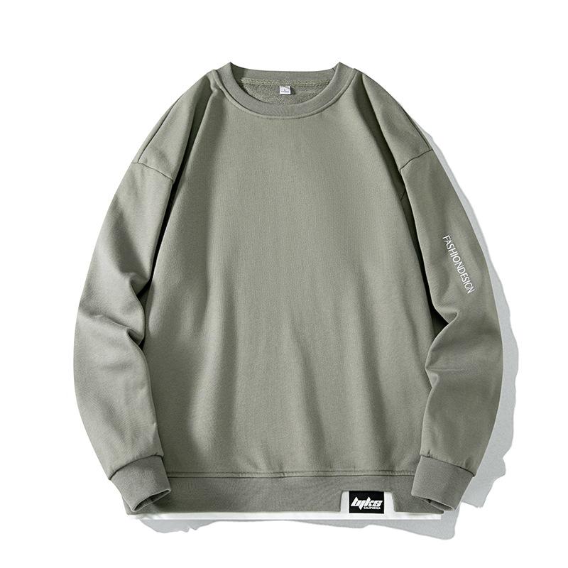 Большой размер свитер мужской весна и осень новый свободный длинный рукав футболка свободный тренд плюс толстый низ рубашка мужской