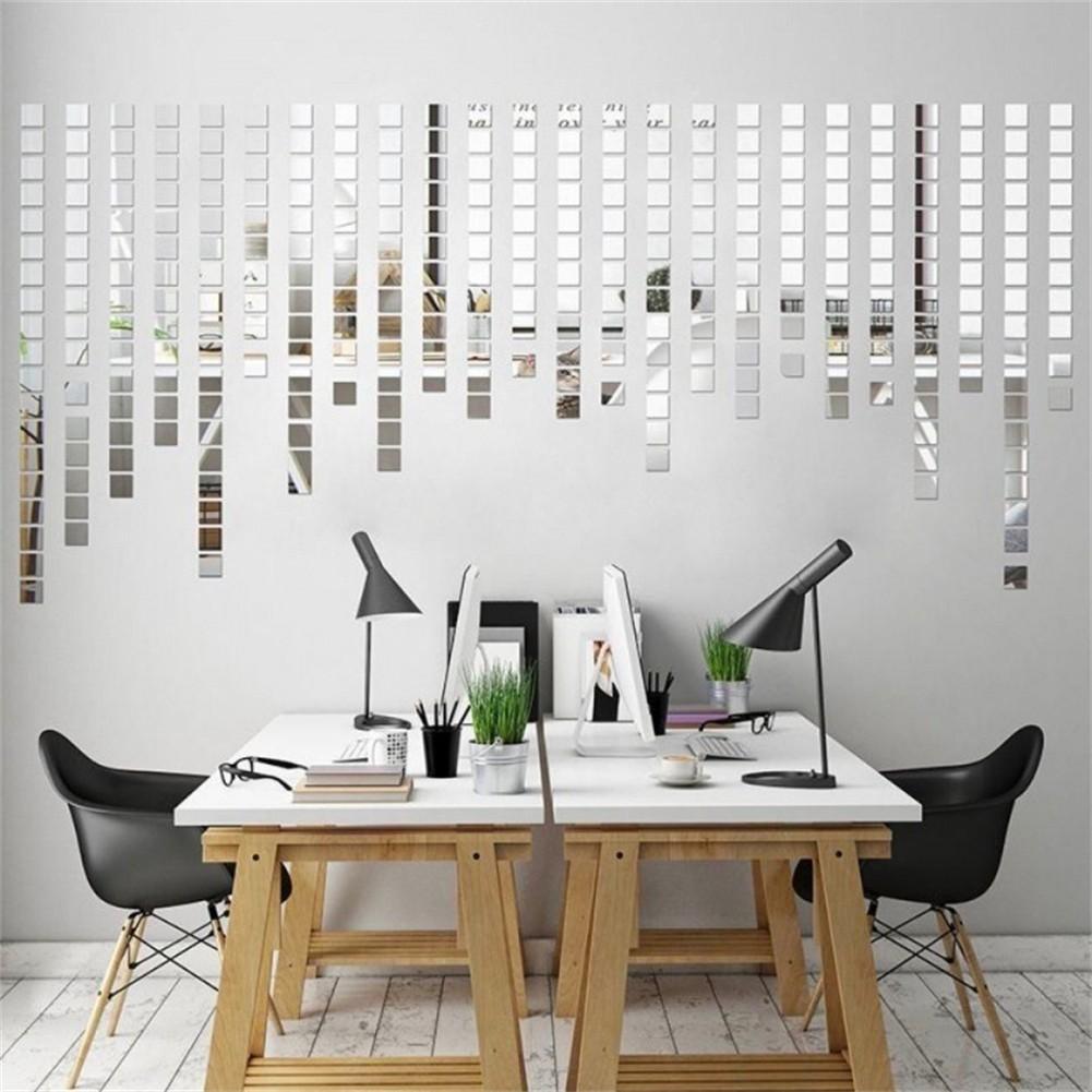 Wall Sticker Mirror Stickers 100PCS 10x10mm DIY Glass