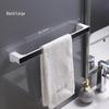 Wall-Mounted Punch-Free Bathroom Towel Rack with Hooks