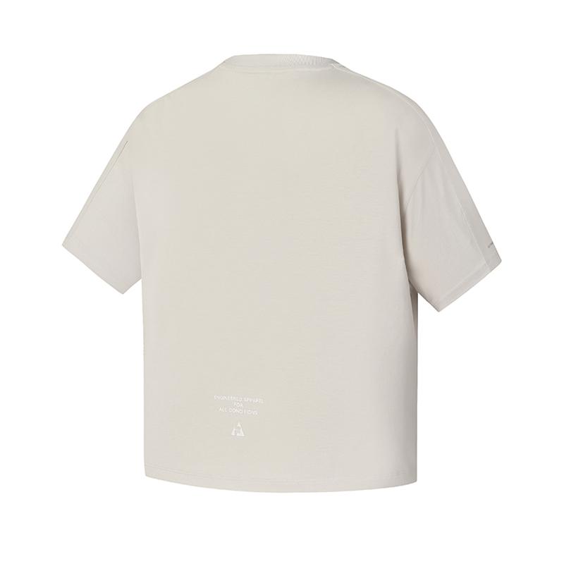 Fila Explore Series Минималистичный стиль Повседневная Универсальная Футболка с коротким рукавом Женские топы Цвет риса A11W527126F-BG